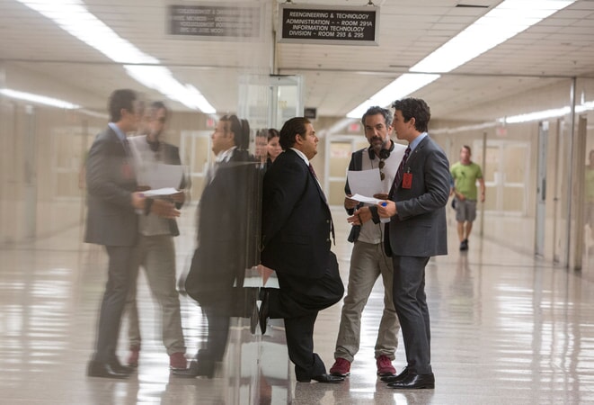 JONAH HILL, director/writer/producer TODD PHILLIPS and MILES TELLER on the set of Warner Bros. Pictures' comedic drama (based on true events) "WAR DOGS," a Warner Bros. Pictures release.