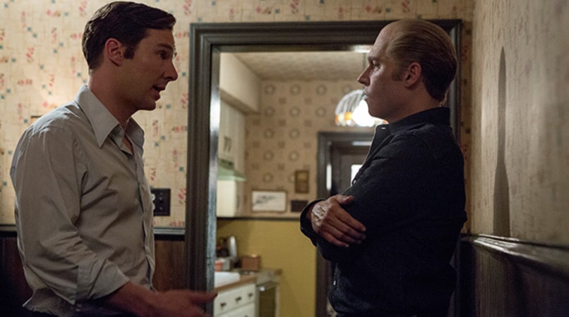 BENEDICT CUMBERBATCH as Billy Bulger and JOHNNY DEPP as Whitey Bulger in the drama "BLACK MASS."