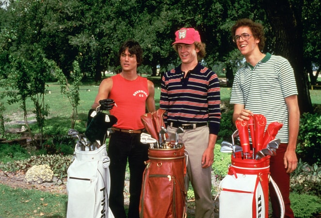 Scott Colomby as tony d'annunizo and michael o'keefe as the top caddies in caddyshack