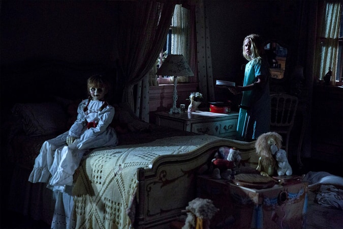 The Annabelle doll and TALITHA BATEMAN as Janice in New Line Cinema’s supernatural thriller “ANNABELLE 2,” a Warner Bros. Pictures release