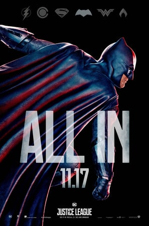 Profile of Batman with ALL IN text superimposed over him