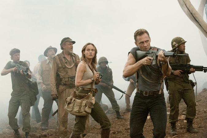 THOMAS MANN as Slivko, JOHN GOODMAN as Bill Randa, JOHN C. REILLY as Hank Marlow, BRIE LARSON as Mason Weaver and TOM HIDDLESTON as James Conrad in Warner Bros. Pictures', Legendary Pictures' and Tencent Pictures' action adventure "KONG: SKULL ISLAND," a Warner Bros. Pictures release.