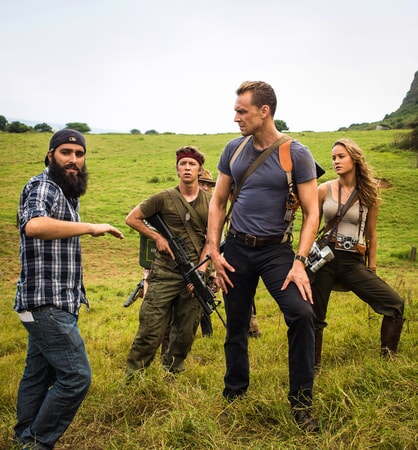 Director JORDAN VOGT-ROBERTS, THOMAS MANN, TOM HIDDLESTON and BRIE LARSON on the set of Warner Bros. Pictures, Legendary Pictures and Tencent Pictures' action adventure "KONG: SKULL ISLAND," a Warner Bros. Pictures release.