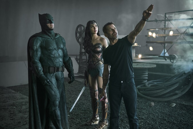 BEN AFFLECK, GAL GADOT and director ZACK SNYDER on the set of Warner Bros. Pictures' action adventure "JUSTICE LEAGUE," a Warner Bros. Pictures release.