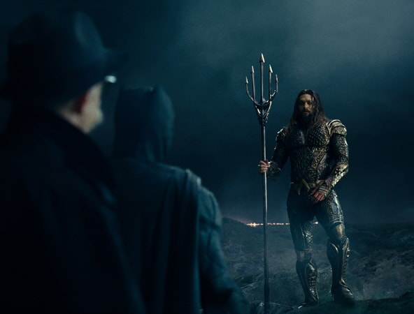 J.K. SIMMONS as Commissioner Gordon, BEN AFFLECK as Batman and JASON MOMOA as Aquaman in Warner Bros. Pictures' action adventure "JUSTICE LEAGUE," a Warner Bros. Pictures release.