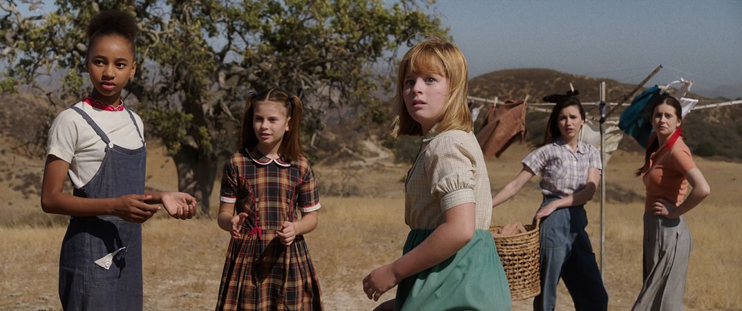TAYLER BUCK as Kate, LOU LOU SAFRAN as Tierney, LULU WILSON as Linda, GRACE FULTON as Carol and PHILIPPA COULTHARD as Nancy in New Line Cinema's supernatural thriller "ANNABELLE: CREATION," a Warner Bros. Pictures release.