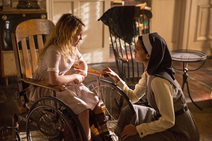 TALITHA BATEMAN as Janice and STEPHANIE SIGMAN as Sister Charlotte in New Line Cinema's supernatural thriller "ANNABELLE: CREATION," a Warner Bros. Pictures release.