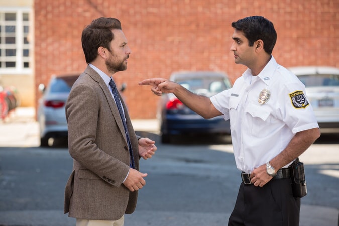 CHARLIE DAY as Andy Campbell and KUMAIL NANJIANI as Mehar in the New Line Cinema and Village Roadshow Pictures comedy "FIST FIGHT," a Warner Bros. Pictures release.