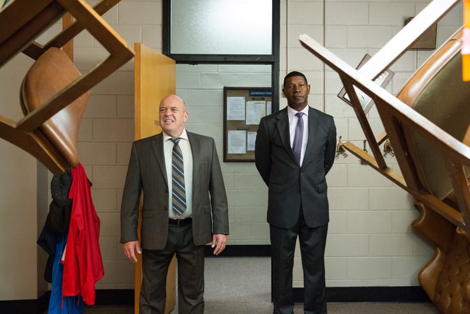 DEAN NORRIS as Principal Tyler and DENNIS HAYSBERT as Superintendent Johnson in the New Line Cinema and Village Roadshow Pictures comedy "FIST FIGHT," a Warner Bros. Pictures release.