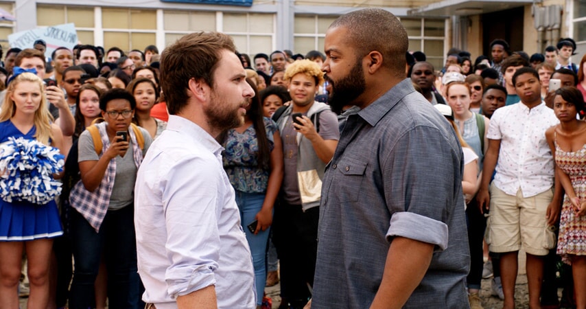 CHARLIE DAY as Andy Campbell and ICE CUBE as Ron Strickland in the New Line Cinema and Village Roadshow Pictures comedy “FIST FIGHT,” a Warner Bros. Pictures release.