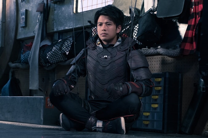 WIN MORISAKI as Daito in Warner Bros. Pictures', Amblin Entertainment's and Village Roadshow Pictures' action adventure "READY PLAYER ONE," a Warner Bros. Pictures release.