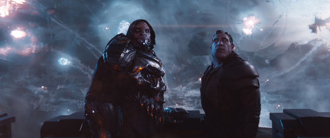 (L-R) T.J. MILLER as I-R0k and BEN MENDELSOHN as Sorrento in Warner Bros. Pictures', Amblin Entertainment's and Village Roadshow Pictures' action adventure "READY PLAYER ONE," a Warner Bros. Pictures release.