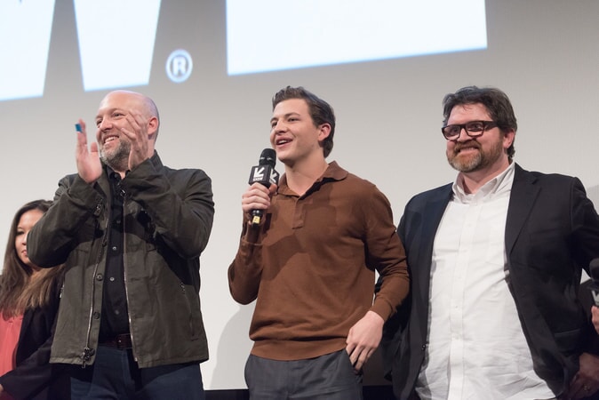 (L-r) Screenwriter ZAK PENN with TYE SHERIDAN and co-screenwriter/author/co-producer ERNEST CLINE at SXSW 2018 in Austin, Texas for Warner Bros. Pictures,' Amblin Entertainment's and Village Roadshow Pictures' science fiction action adventure "READY PLAYER ONE," a Warner Bros. Pictures release.