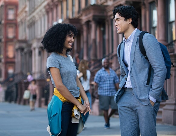 YARA SHAHIDI as Natasha Kingsley and CHARLES MELTON as Daniel Bae 