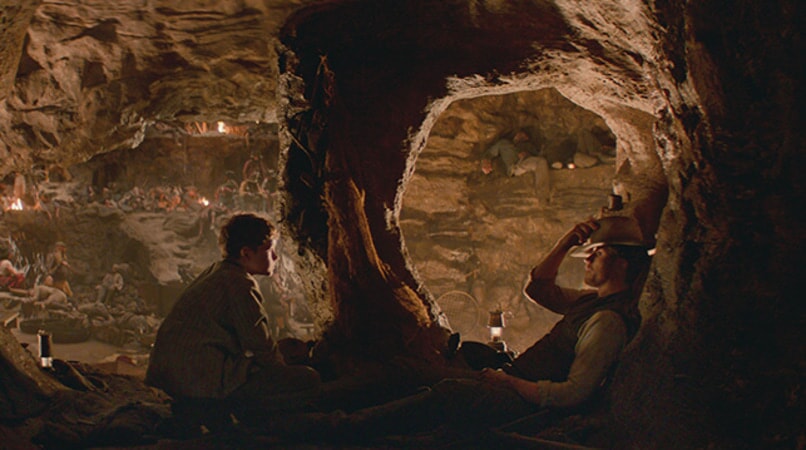 LEVI MILLER as Peter and GARRETT HEDLUND as Hook in Warner Bros. Pictures' and RatPac-Dune Entertainment's action adventure "PAN," a Warner Bros. Pictures release.