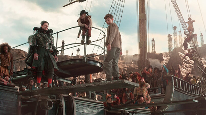 HUGH JACKMAN as Blackbeard, BRONSON WEBB as Steps and LEVI MILLER as Peter in Warner Bros. Pictures' and RatPac-Dune Entertainment's action adventure "PAN," a Warner Bros. Pictures release.