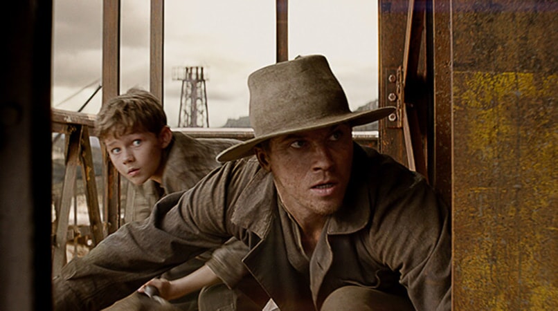 LEVI MILLER as Peter and GARRETT HEDLUND as Hook in Warner Bros. Pictures' and RatPac-Dune Entertainment's action adventure "PAN," a Warner Bros. Pictures release.