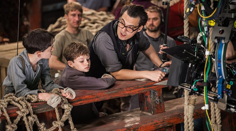 LEWIS MACDOUGALL, LEVI MILLER and director JOE WRIGHT on the set of Warner Bros. Pictures' and RatPac-Dune Entertainment's action adventure "PAN," a Warner Bros. Pictures release.