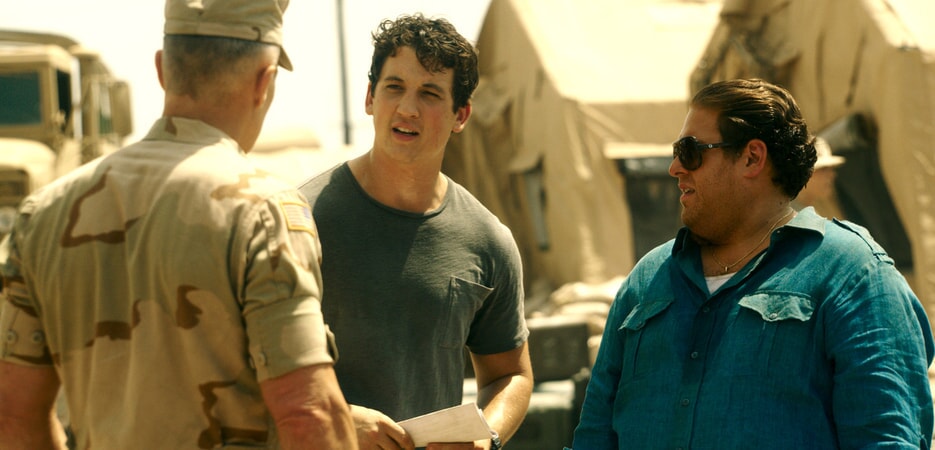MILES TELLER as David and JONAH HILL as Efraim in Warner Bros. Pictures' comedic drama (based on true events) "WAR DOGS," a Warner Bros. Pictures release.