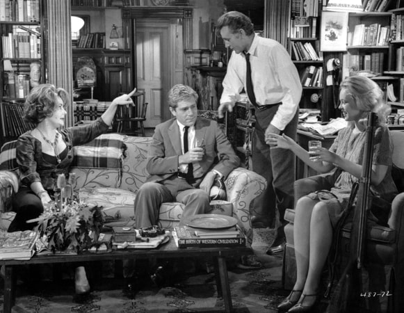 elizabeth taylor, george segal, richard burton and sandy dennis in who's afraid of virginia woolf